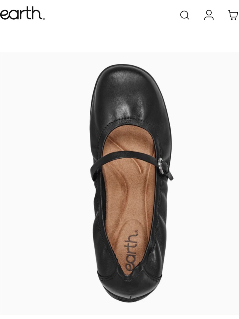 Earth ‘Korvino’ Mary Jane Casual Black Leather Arch Support Flat Shoe 8.5 wide